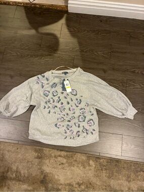 NWT Democracy Women's Leopard Print Waffle Sweater - Medium